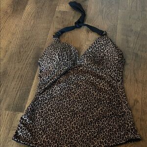 Tommy Bahama Leopard Print Swim Top - Black and Tan